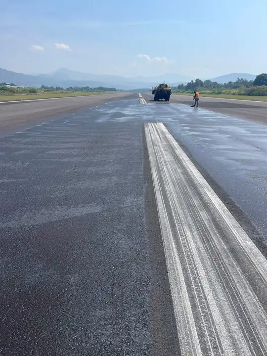 Eje de pista durante los trabajos